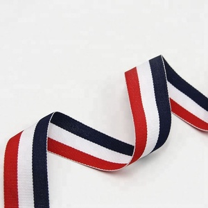 Alta calidad de encargo al por mayor 2,5 cm de poliéster rojo blanco azul tricolor rayas tejer grogrén (ligamento tafetán cinta - Product Image 6