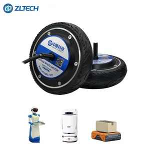 ZLTECH 6.5inch 150W 24V 120kg Load Rubber Tire Electric In-wheel Hub Servo Motor Engine With Built-in Encoder For Holding Robot