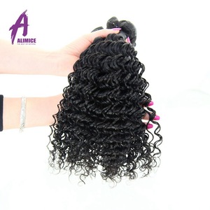 Aliexpress venta al por mayor del pelo humano sin procesar Natural negro rizado profundo ondulado cabello humano peruano - Product Image 5