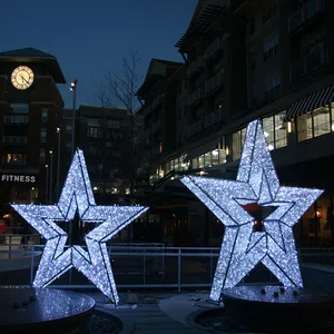 Gran decoración navideña al aire libre gigante 3D estrella Navidad luz decorativa con fuente de luz LED IP65 clasificado