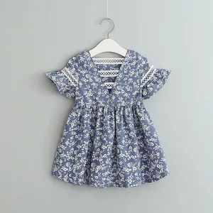 Шикарная детская одежда, детское Хлопковое платье-юбка с цветочным принтом, прямое платье для маленьких девочек