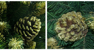 Bán Buôn Vàng <span class=keywords><strong>Glitter</strong></span> Nhân Tạo Handmade Pvc Cây Giáng Sinh Với Thông Nón - Product Image 3