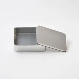 Hot koop custom rechthoekige metalen blikken doos zilveren tin cookie doos