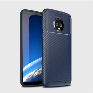 Saiboro de <span class=keywords><strong>fibra</strong></span> de carbono a prueba de choque tpu para motorola moto g6 plus caso teléfono móvil caso de la contraportada - Product Image 1