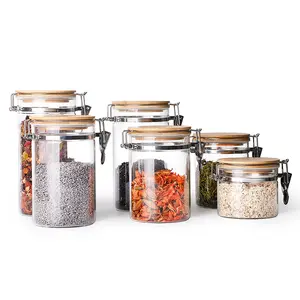 750Ml 950Ml 1200Ml Doorzichtige Keuken Voedsel Opslag Luchtdichte Afdichting Slot Deksel Pot/Glazen Pot Met Houten Deksel