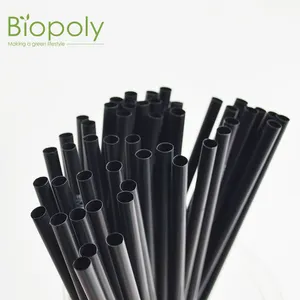 100% 生物可降解可堆肥PLA 8毫米黑色生物塑料吸管