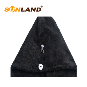 Sunland nuevo diseño de terciopelo de <span class=keywords><strong>coral</strong></span> de microfibra negro cabello seco tapa - Product Image 4