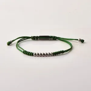 Fait main de haute qualité 4mm 316l en acier inoxydable perles bracelet macramé en nylon corde à main bracelet bracelet réglable (MB18083)