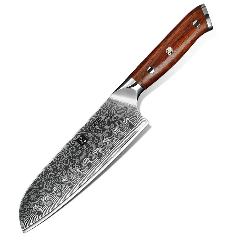 Cuchillo santoku profesional de cocina de acero damasco, 7 pulgadas