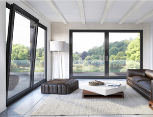 Fenêtres et portes en aluminium gris foncé avec revêtement en poudre, fenêtres coulissantes à <span class=keywords><strong>double</strong></span> vitrage en aluminium, <span class=keywords><strong>profil</strong></span>és en aluminium, directement de l'usine - Product Image 4