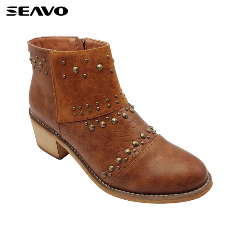 SEAVO теплые зимние модные и высококачественные классические женские Ботинки Martin с заклепками