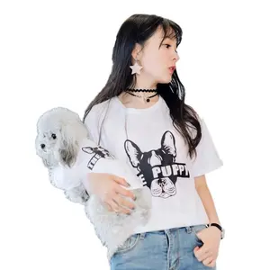 White summer t shirts pet cats match owner and dog clothes