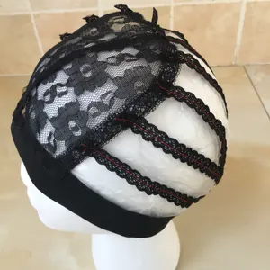 New Black Lace Front Wig Caps With Adjustable Strap Weaving Cap