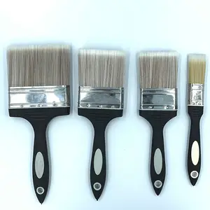 Simple design plastic handle flat paint brush natural fiber paint brush wall paint brush