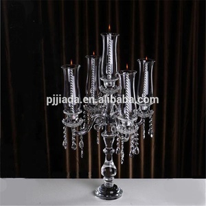 Commercio all'ingrosso Alto candelabri di cristallo oro 9 braccio centrotavola di nozze con vetro lungo <span class=keywords><strong>hurricanes</strong></span> - Product Image 2