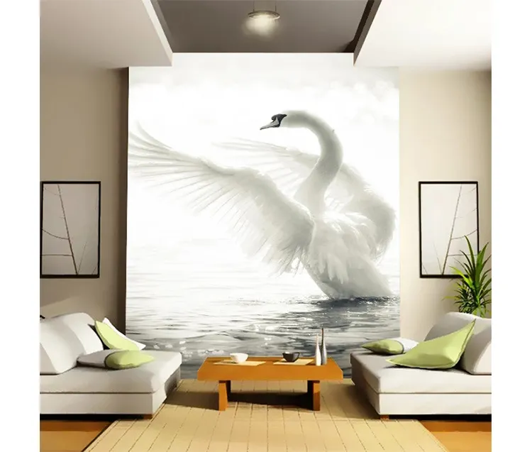 Swan wings photo Wholesale wallpaper white swan goose wall mural