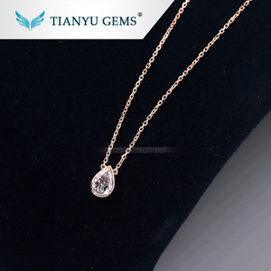 Tianyu gemas personalizado anillo colgante 14 K/18 k oro rosa 8*5,5mm pera aplastado las EIC corte anillo de compromiso de - Product Image 5