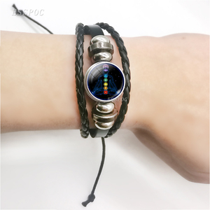 <span class=keywords><strong>Bracelet</strong></span> de Yoga en <span class=keywords><strong>cuir</strong></span> pour hommes et femmes, nouveaux bijoux, cordon tissé, Yoga, méditation, ogi, 7 chakras, mode 2020 - Product Image 2