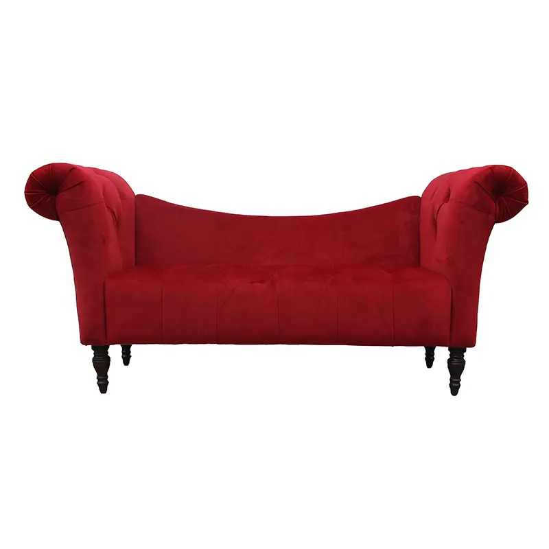 La belleza de la pierna de madera rojo sofá de terciopelo