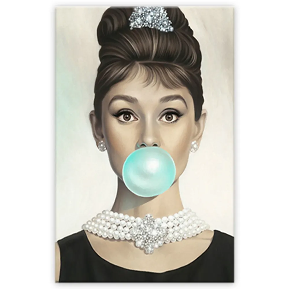 Famous classical lady handmade hot selling audrey hepburn oil painting