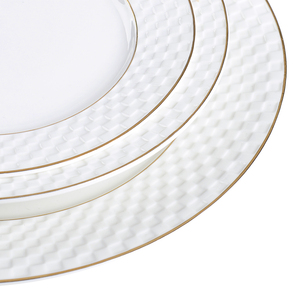18 pièces De Luxe en <span class=keywords><strong>or</strong></span> blanc en relief en porcelaine assiettes vaisselle ensemble - Product Image 2