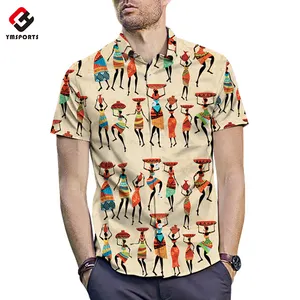 Camisas masculinas havaianas impressas personalizadas, venda direta da fábrica, 100% algodão, casual, havaiana