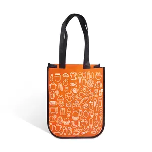 luxury fashion orange laminated pp non- woven fabric gift carry shopping lululemon bags with custom printed logo