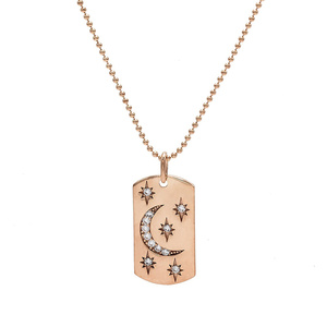 Collana Gemnel Moderna con Ciondolo Rettangolare a Forma di <span class=keywords><strong>Luna</strong></span> e Stelle Arcobaleno in Oro Vero per Donne - Product Image 5