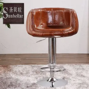 Sıcak satış havacılık bar sandalyesi döner vintage hakiki deri bar taburesi bar sandalyesi ayarlanabilir kaldırma lüks deri yüksek sandalye