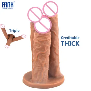 FAAK066 Trois Têtes Réaliste Gode Double Triple Godes Adulte Sex Toy Pour Femmes Triple Gode