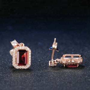 Las mujeres <span class=keywords><strong>natural</strong></span> <span class=keywords><strong>granate</strong></span> pendiente colgantes de collar de piedra real conjunto de joyas de plata 925 - Product Image 6