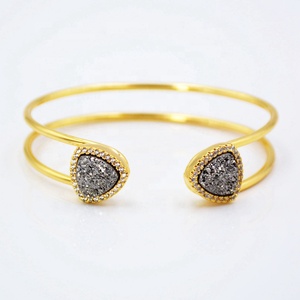 Hot bán cổ điển tam giác druzy đá mở Cuff Bangles vàng có thể điều chỉnh lấp lánh Zircon Vòng đeo tay quyến rũ cho phụ nữ - Product Image 6