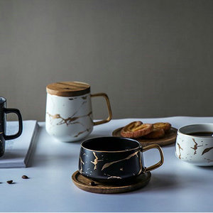 Diseño único <span class=keywords><strong>hotel</strong></span> restaurante utilizado mármol de porcelana con leche capuchino tazas con platos - Product Image 6