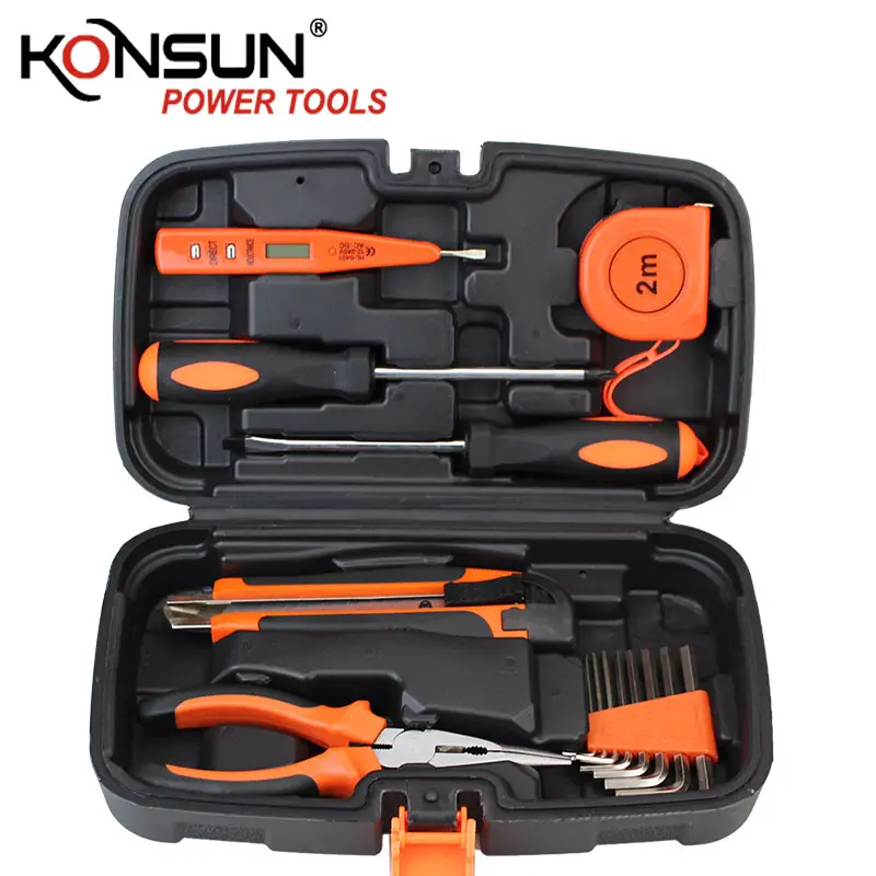 KONSUN 15pcs בית יד כלי סט תיבת חומרת ארגז כלים ערכות חשמלאי תחזוקה מיוחדת יד עבודה כלים