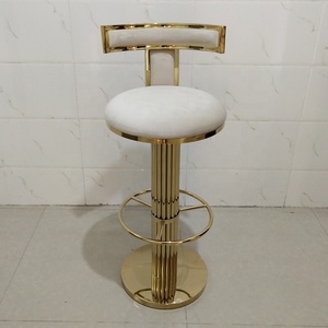 Taburete de Bar Giratorio de Acero Inoxidable de Lujo con Respaldo Alto y Acabado Dorado Cepillado Moderno, Silla Alta Ajustable para Hotel - Product Image 5