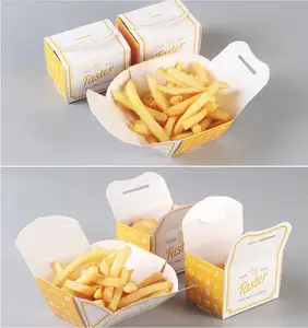 custom Disposable paper french fries box biodegradable food to go recyc led paper food tray takeout packaging