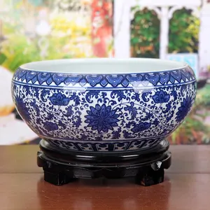 Сине-белый керамический цветочный горшок Цзиндэчжэнь с высокой температурой, оптовая продажа