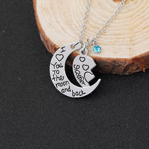 Mamá Te Amo a La Luna y Atrás Madre Hija rompecabezas pareja Collares Colgante para el día de la madre especial - Product Image 4