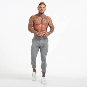 Trasporto di goccia di Stile di Modo Grigio Controllato <span class=keywords><strong>Pantaloni</strong></span> Degli Uomini di Controllo <span class=keywords><strong>Pantaloni</strong></span> - Product Image 2