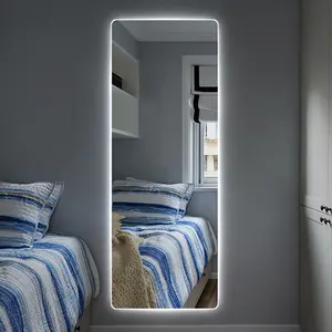 Espejo de tocador iluminado con pantalla táctil inteligente, espejo retroiluminado de longitud completa con luces LED, venta al por mayor