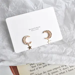 Thời Trang A2-54 Đáng Yêu Màu Vàng Sao Trăng Stud Earrings Đối Với Phụ Nữ Hàn Quốc Bông Tai Vàng Set Trang Sức Phụ Kiện