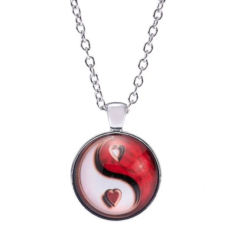 Colliers avec pendentif Yin Yang coeur rouge à la mode
