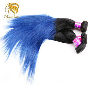 Fantasía del pelo recto liso tejido teñido, color ombre azul tejido Vivi pelo humano, pelo recto peruano 5 aaaaa - Product Image 6