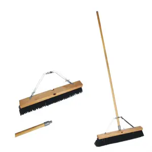 East Heavy Duty Holzgriff Boden reinigung Besen bürste und Kehr schaufel PVC beschichtet Holz Mop Stick Holz Besenstiel aus China