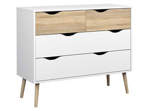 4 <span class=keywords><strong>Commode</strong></span> <span class=keywords><strong>Blanc</strong></span>/Structure Chêne Brillant Tiroirs - Product Image 4
