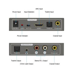 Convertisseur Audio 192KHz <span class=keywords><strong>Adaptateur</strong></span> Extracteur Audio <span class=keywords><strong>HDMI</strong></span> <span class=keywords><strong>ARC</strong></span> avec Coaxial Toslink Optique Stéréo L/ R ou Prise 3.5mm - Product Image 2