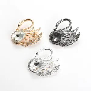 Elegante baby swan silver gold animal zinklegering crystal rhinestone broche pins