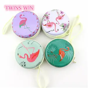 new arrival round metallic coin purse cute flamingo coin purse tin 621