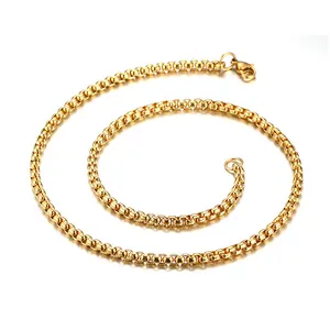 Wholesale 24inches gold rolo chain necklace 316L stainless steel 2.5mm square rolo necklace chain for jewelry making