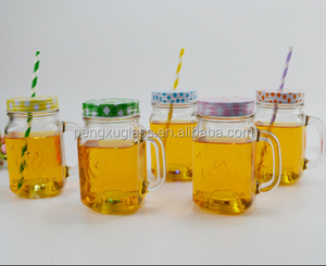Antigua jugo shot taza 16 oz 450 mL tarro de albañil con tapa y paja - Product Image 1